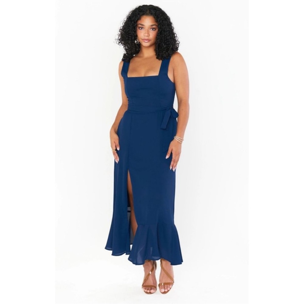 Show Me Your Mumu Claire Midi Dress Rich Navy Crisp XXL